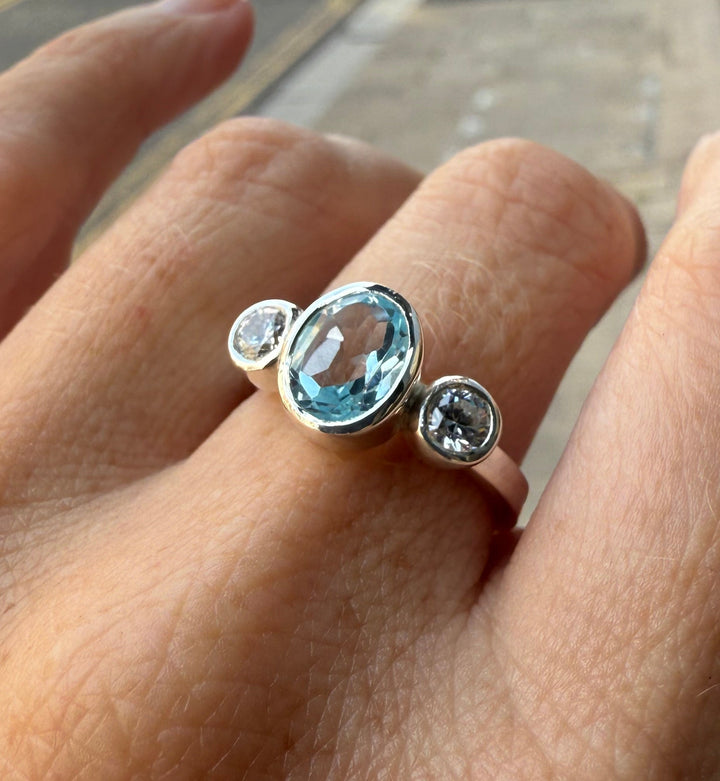 Oval Topaz Trilogy Empire Ring