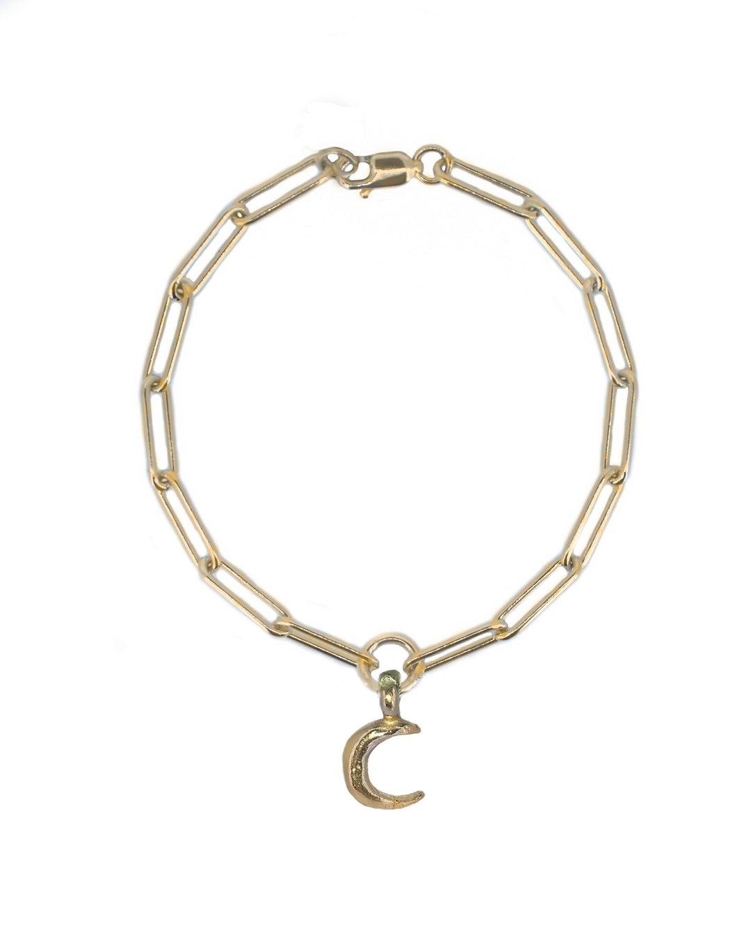GOLD CRESCENT MOON ON GOLD TRACE CHAIN BRACELET
