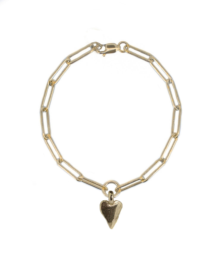 Gold Heart on Gold Trace Chain Bracelet
