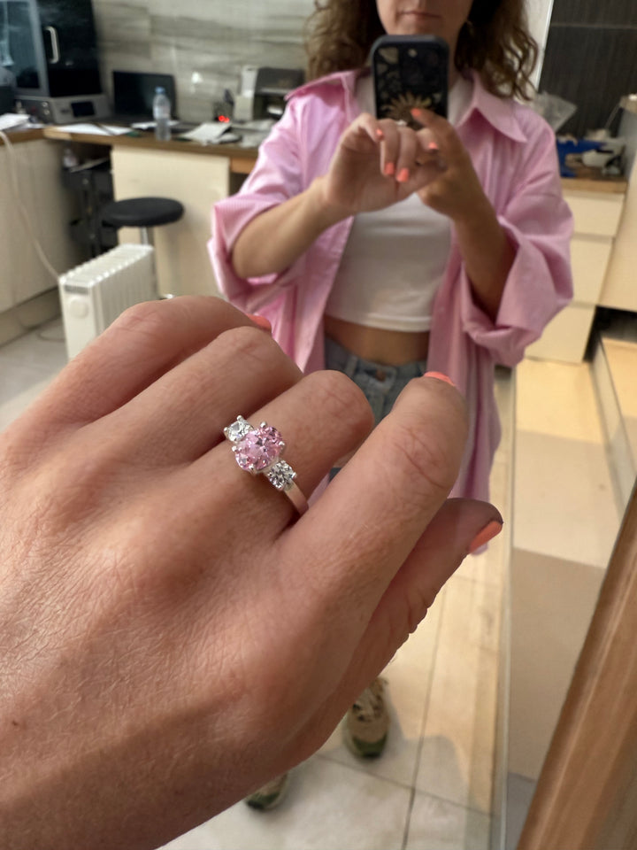 Princess Pink Topaz Trilogy Ring