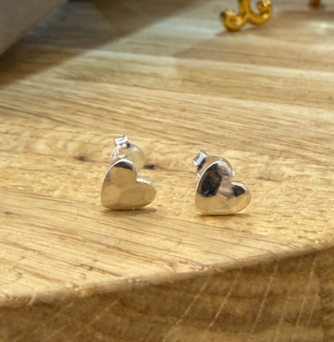 Textured Mini Heart Studs