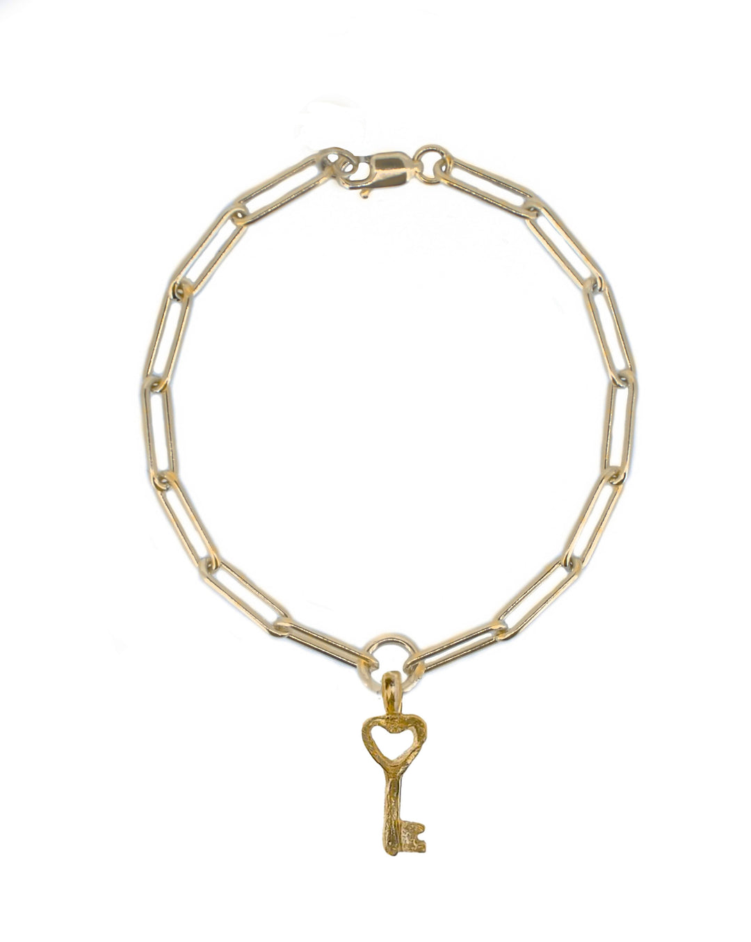 Gold Love Lock on Gold Trace Chain Bracelet