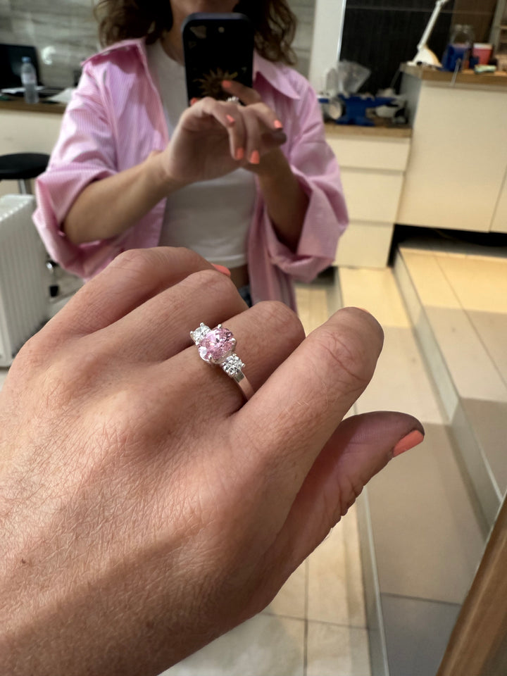 Princess Pink Topaz Trilogy Ring