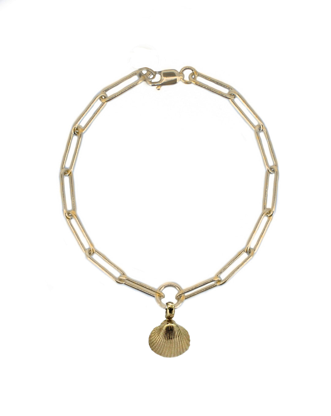GOLD SHELL ON GOLD TRACE CHAIN BRACELET
