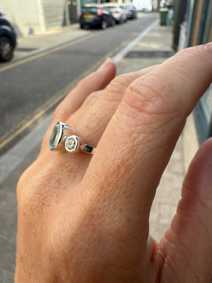 Oval Topaz Trilogy Empire Ring