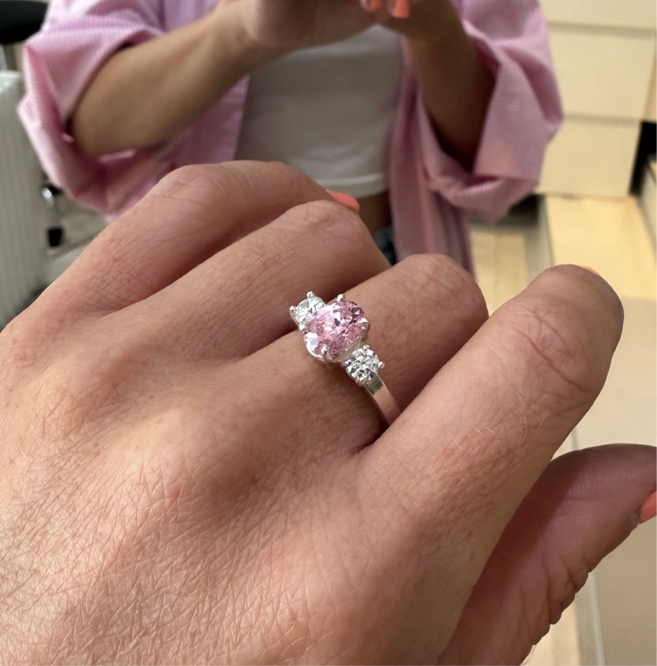 Princess Pink Topaz Trilogy Ring