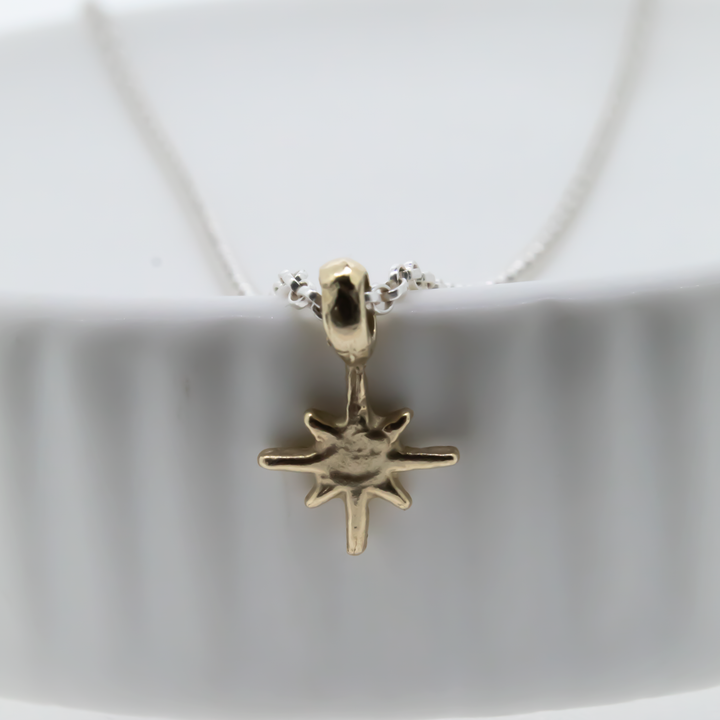 Gold North Star on Silver Necklace