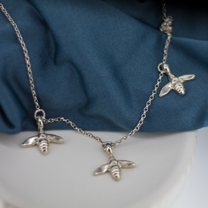 3 Honey Bee Charm Necklace