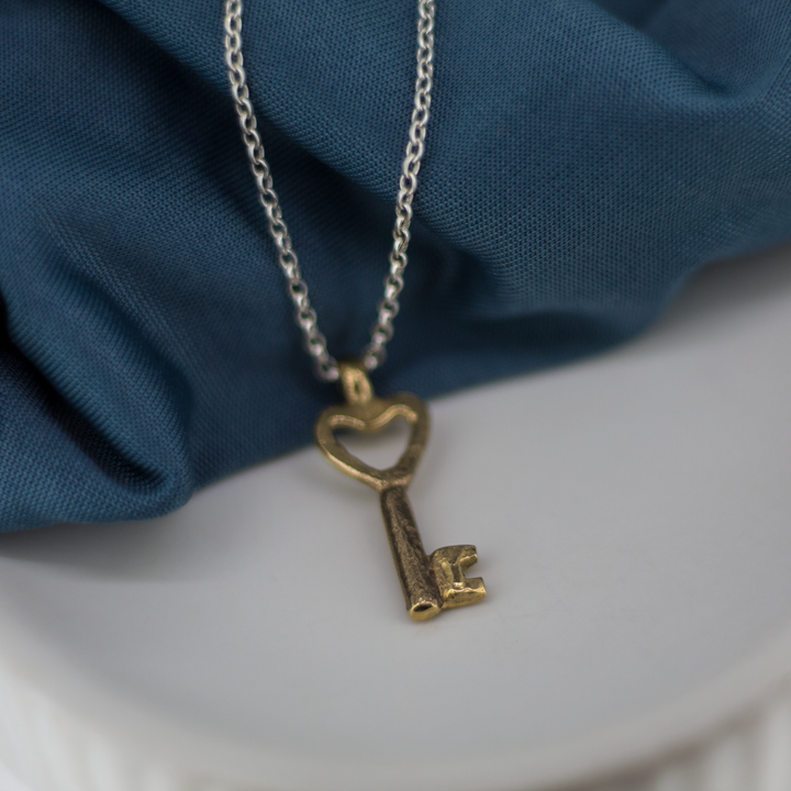 Gold Key on Silver Chain