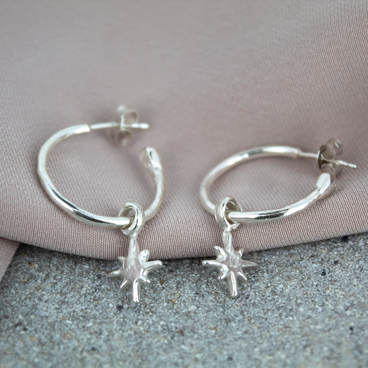 North Star Charm Hoops