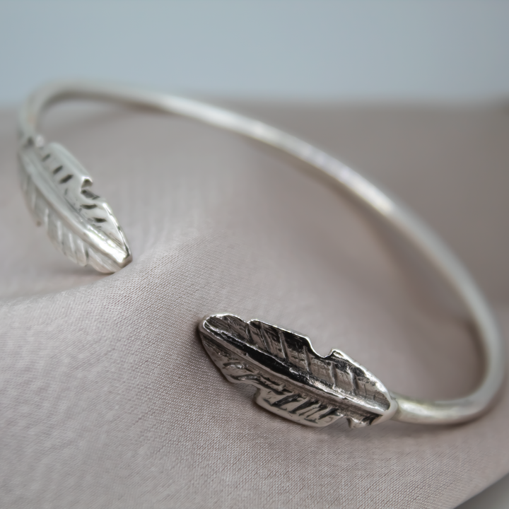 Charm Cuff Bangle - Feather