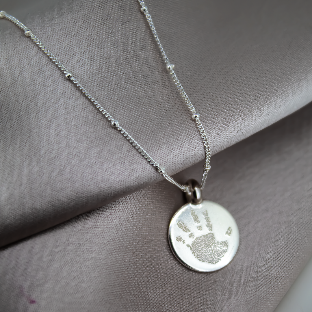 Finger Print, Paw Print and Handwriting Disc Necklace