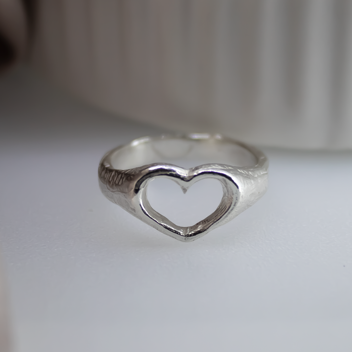Open Heart Signet Ring