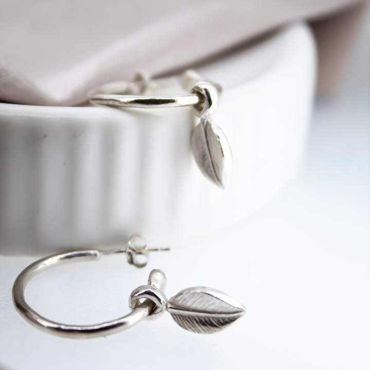 Leaf Charm Hoops