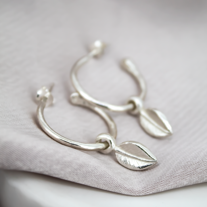 Leaf Charm Hoops