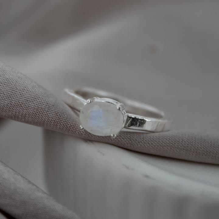 Baby Rainbow Moonstone Treasure Ring