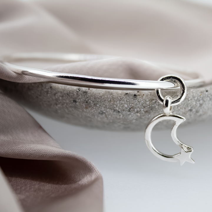 Moon and Back Charm Bangle