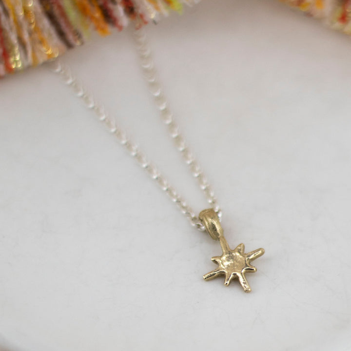 Gold North Star on Silver Necklace