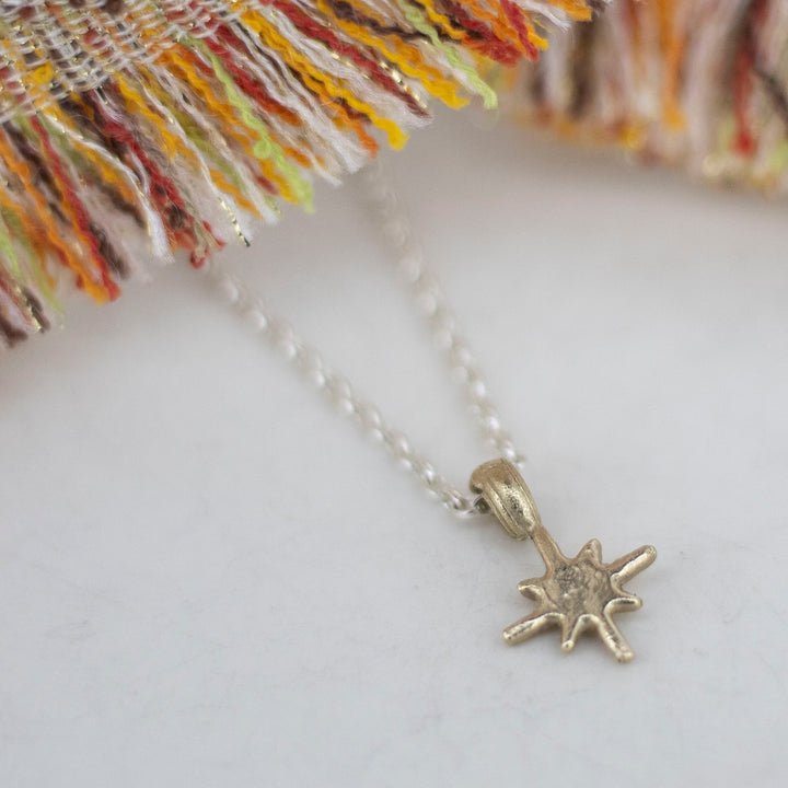Gold North Star on Silver Necklace