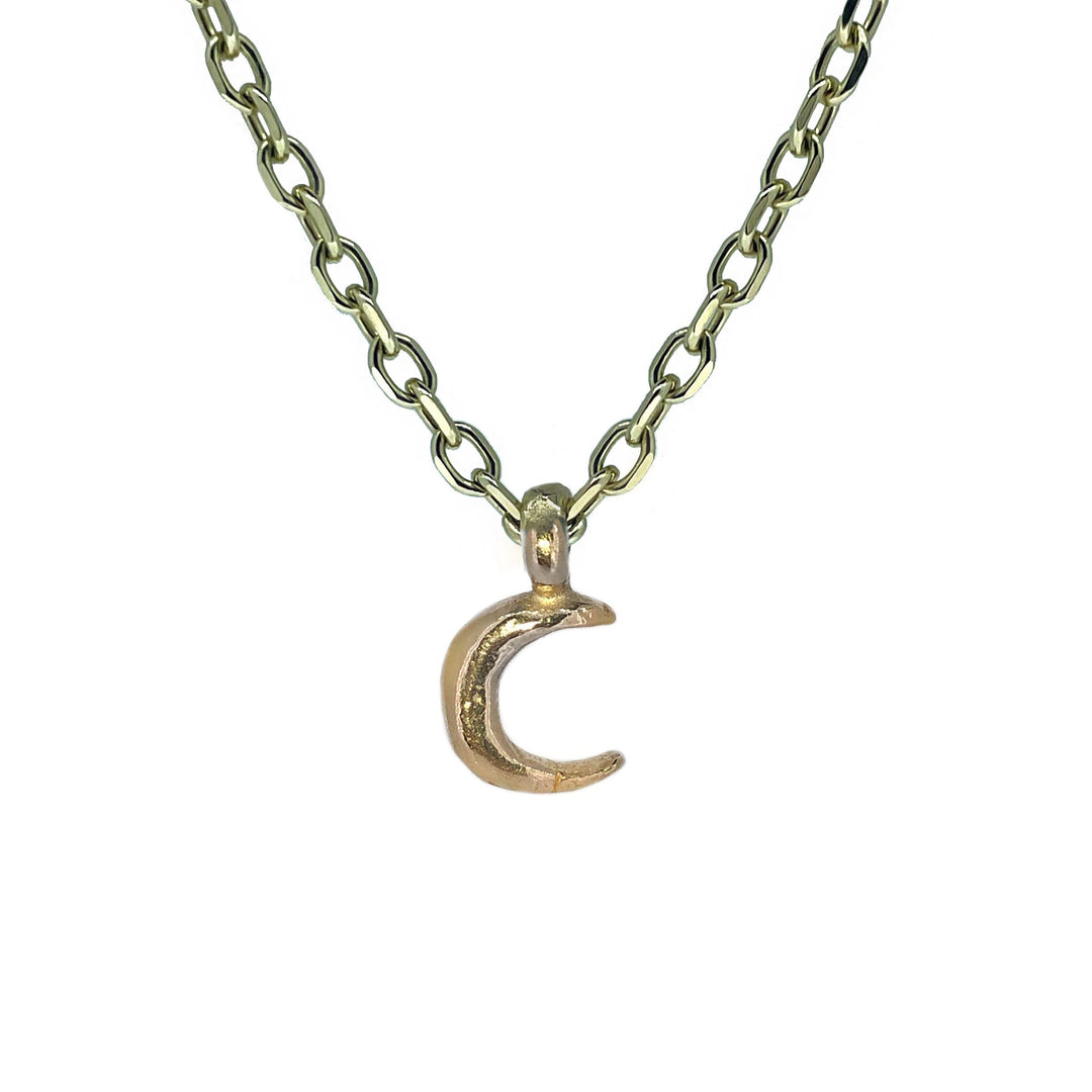 Gold Crescent Moon Angle Trace Necklace