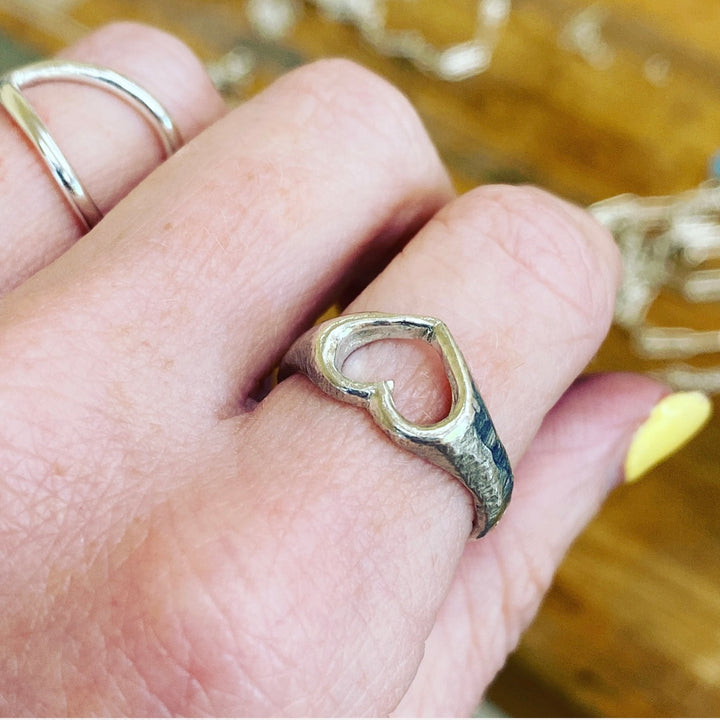 Open Heart Signet Ring