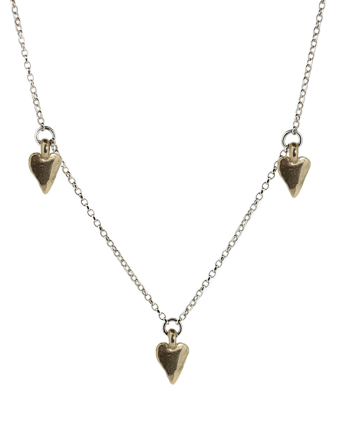 Silver & Gold 3 Heart Necklace