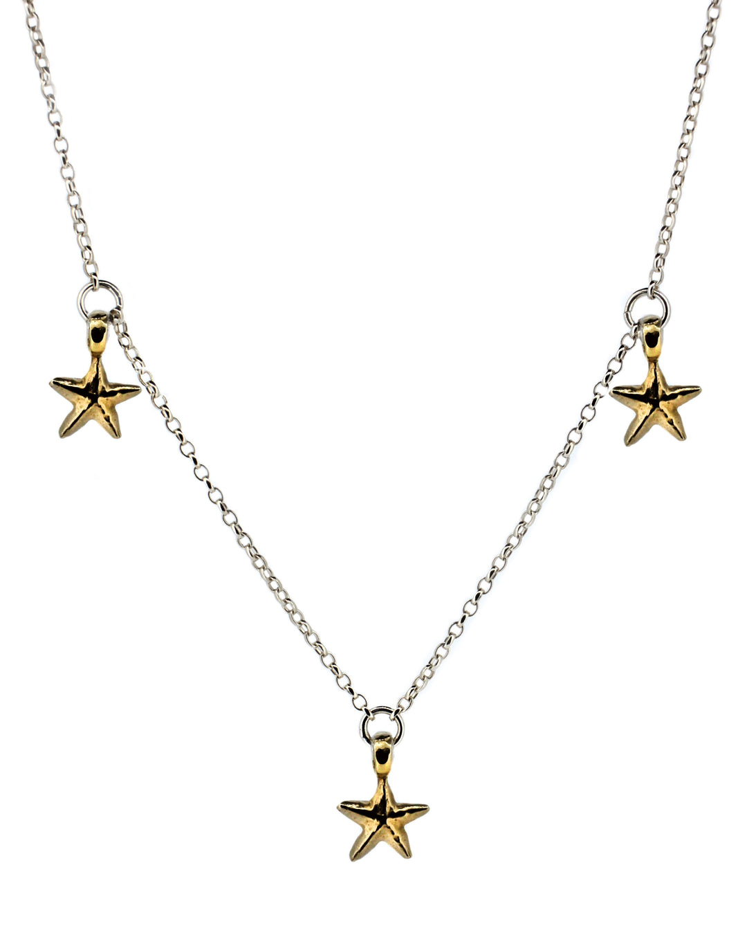 Silver & Gold 3 Starfish Necklace
