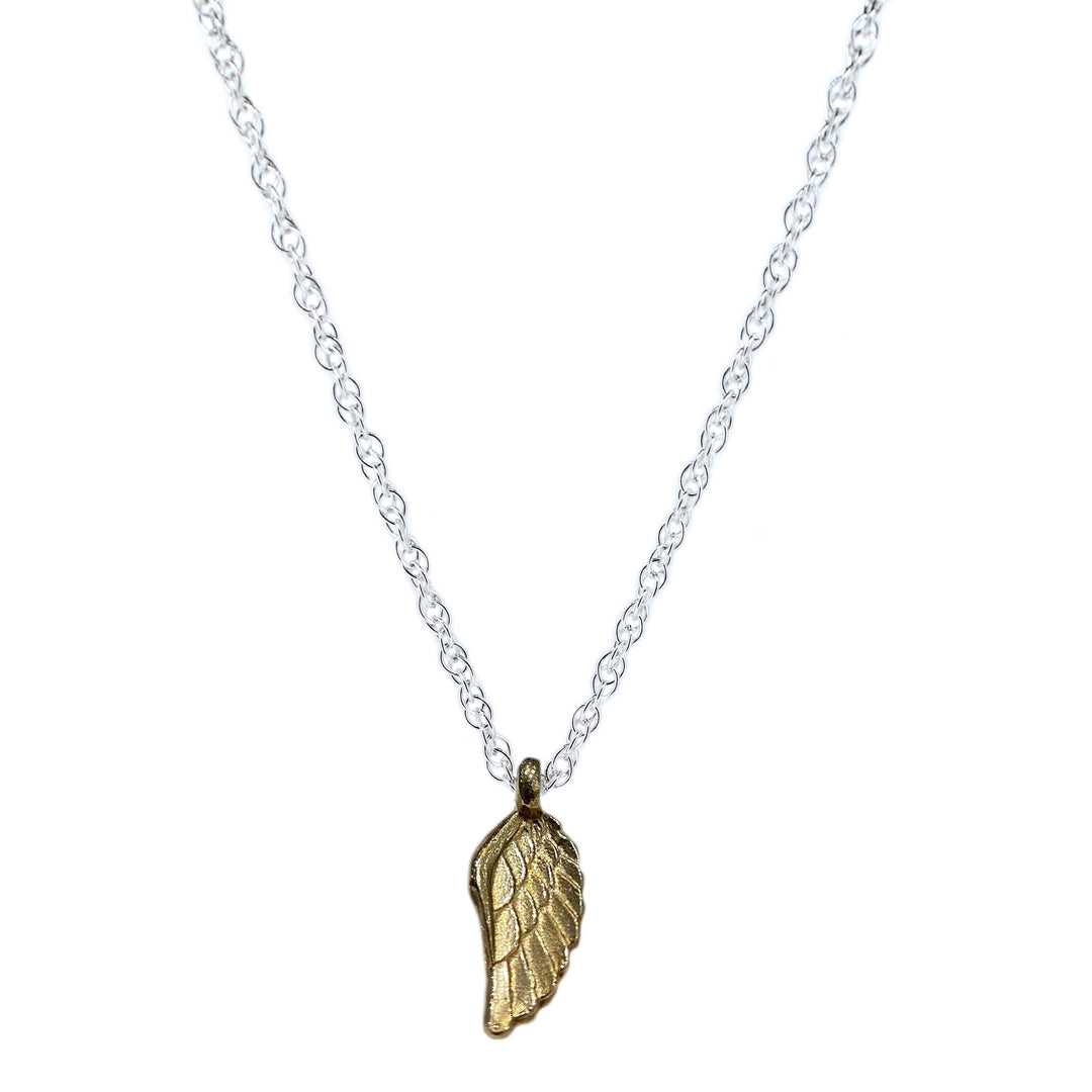 Gold Angel Wing Charm Rope Chain Necklace