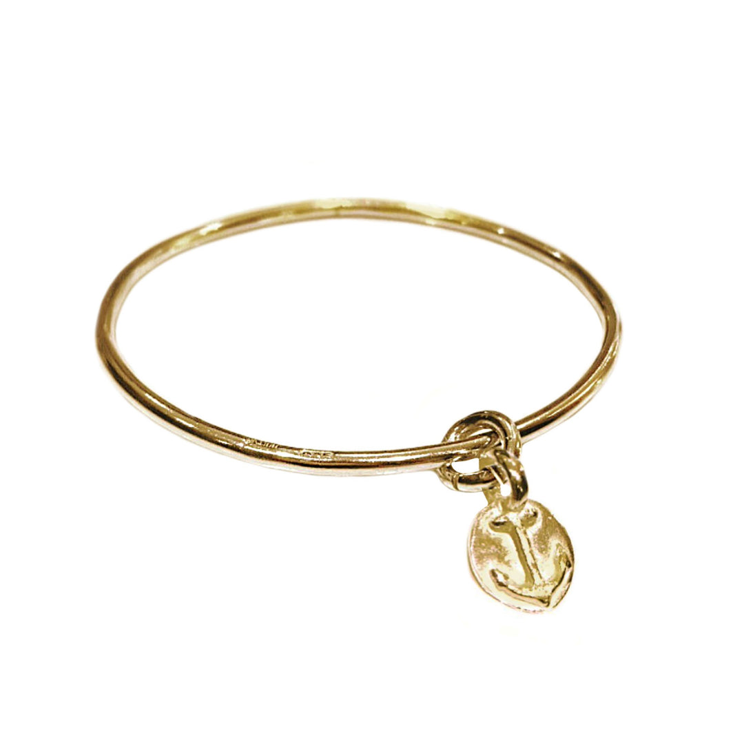 Gold Anchor Disc Bangle