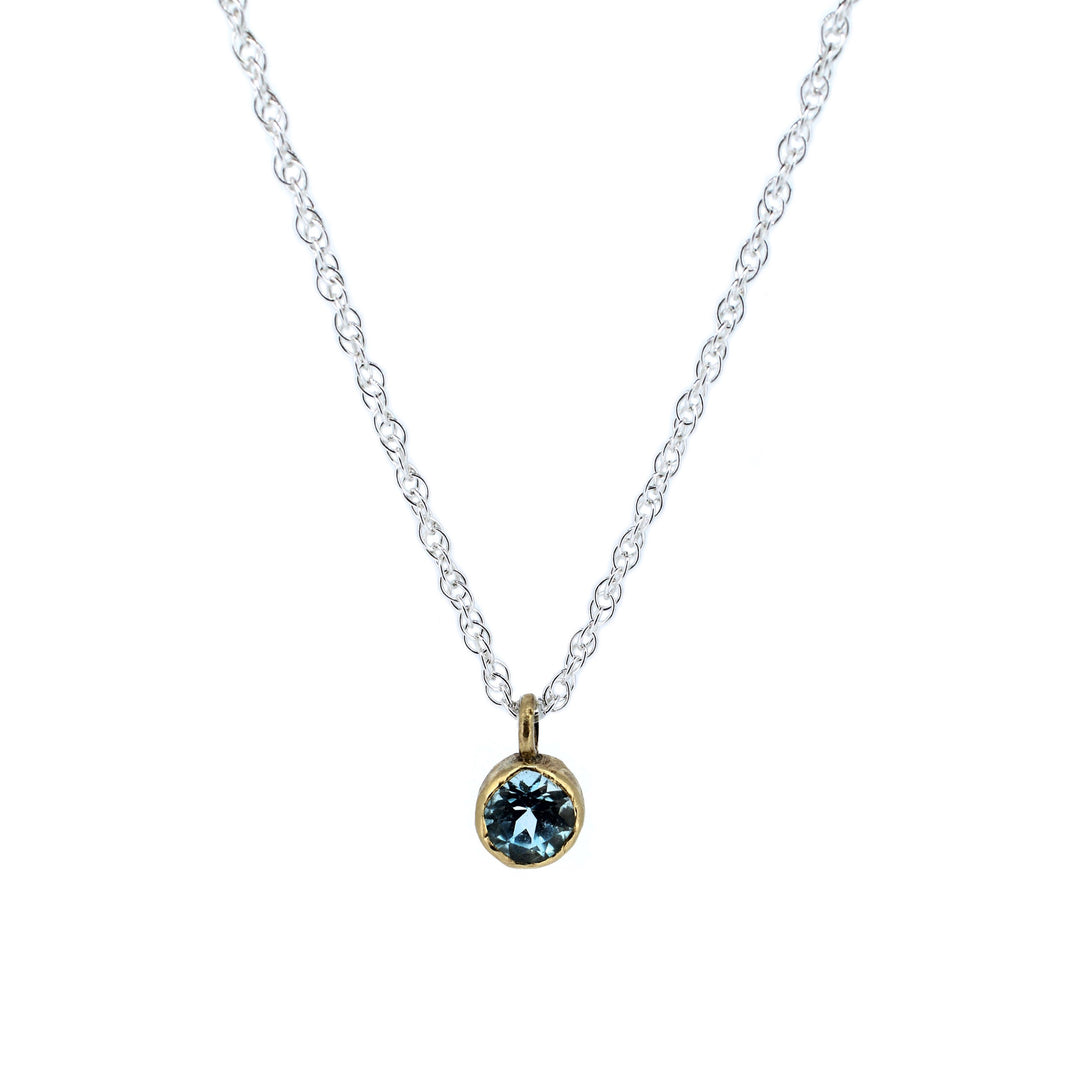 Gold Aquamarine Rope Chain Necklace