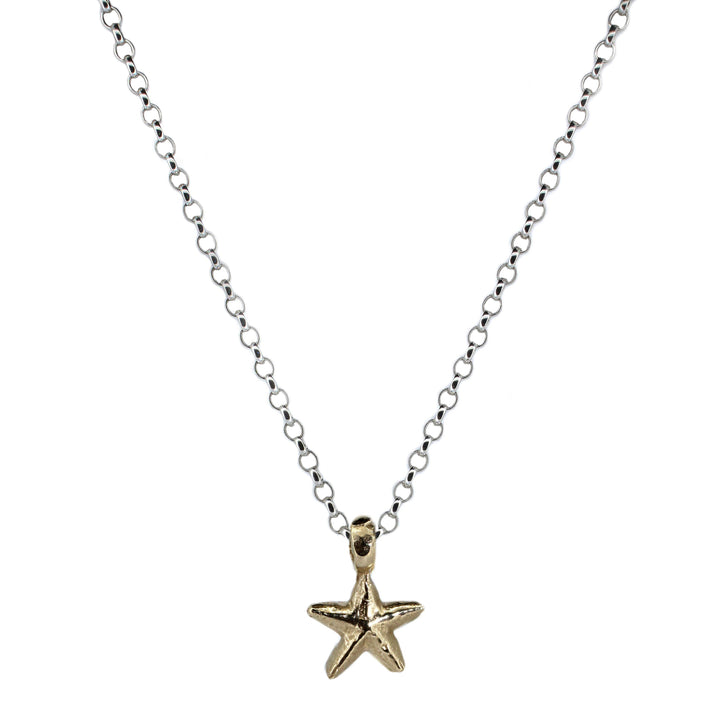 Gold Starfish on Silver Necklace