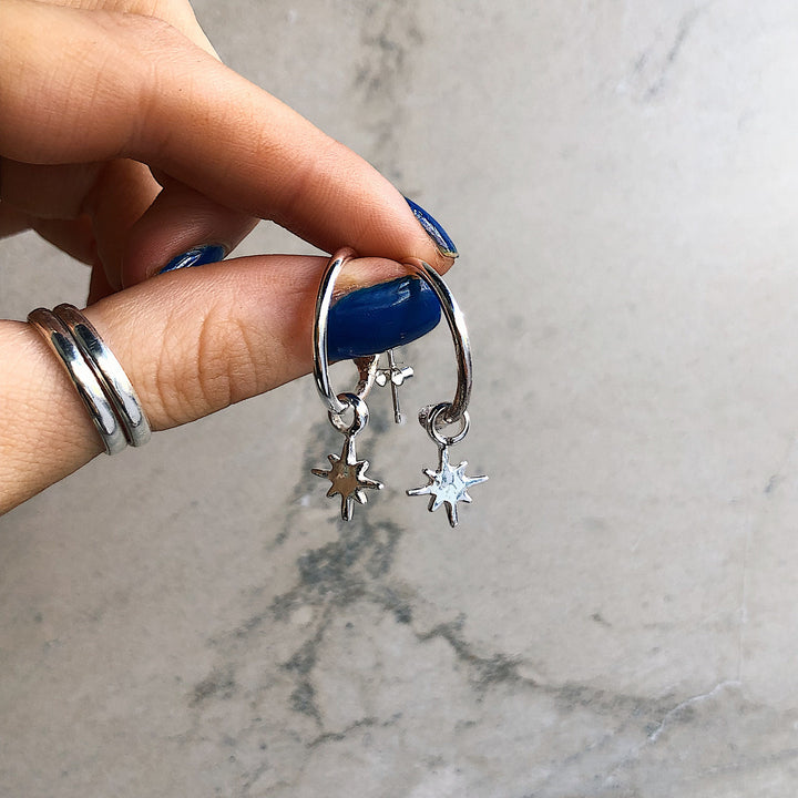 North Star Charm Hoops