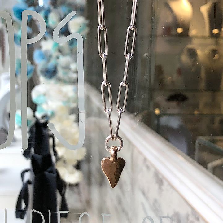 Gold heart trace chain necklace