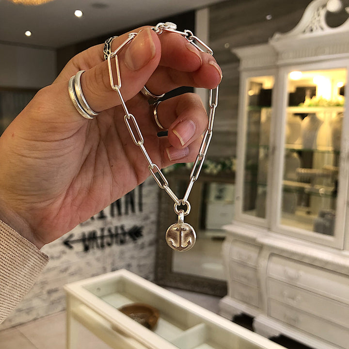 Anchor Disc Trace Chain Bracelet