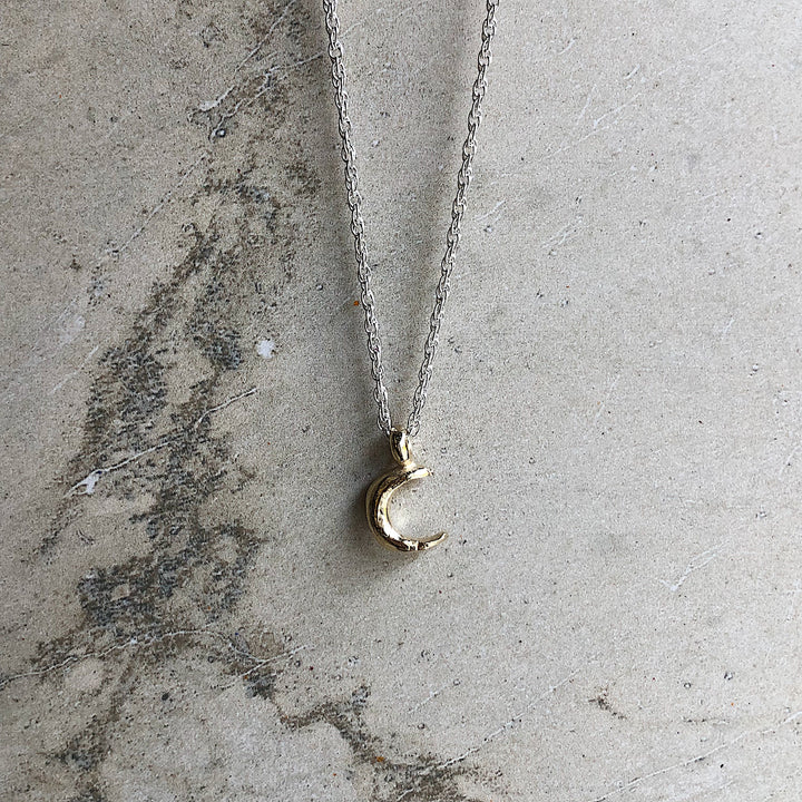 Gold Crescent Moon Rope Chain Necklace