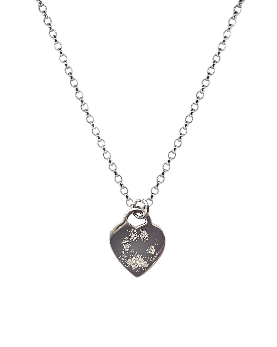 Silver Paw Print Heart Necklace