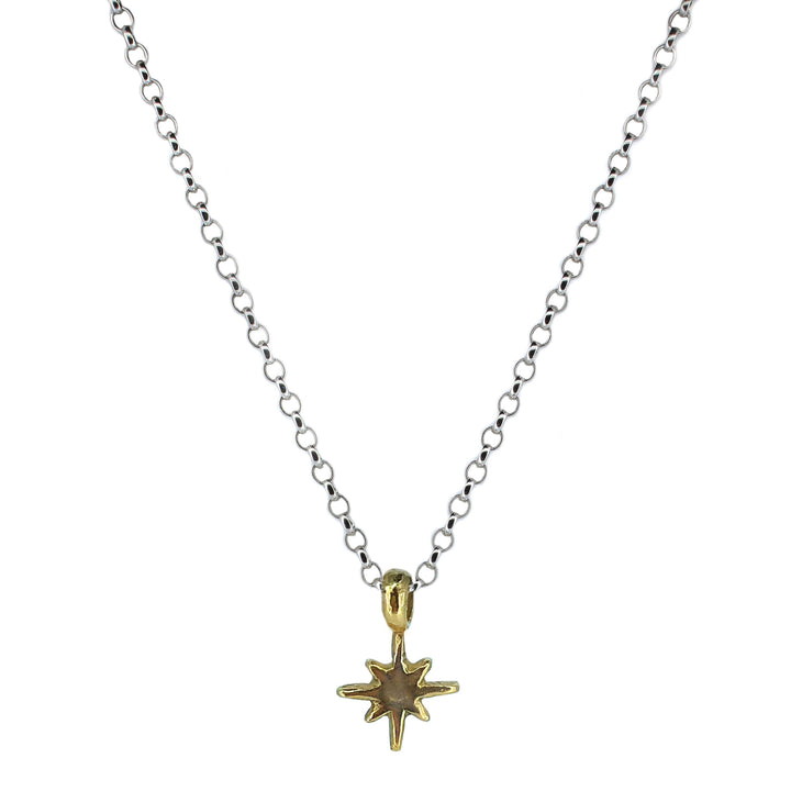Gold North Star on Silver Necklace