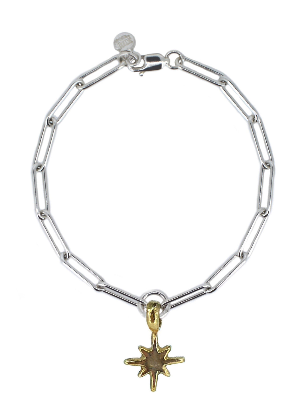 Gold North Star on silver trace chain