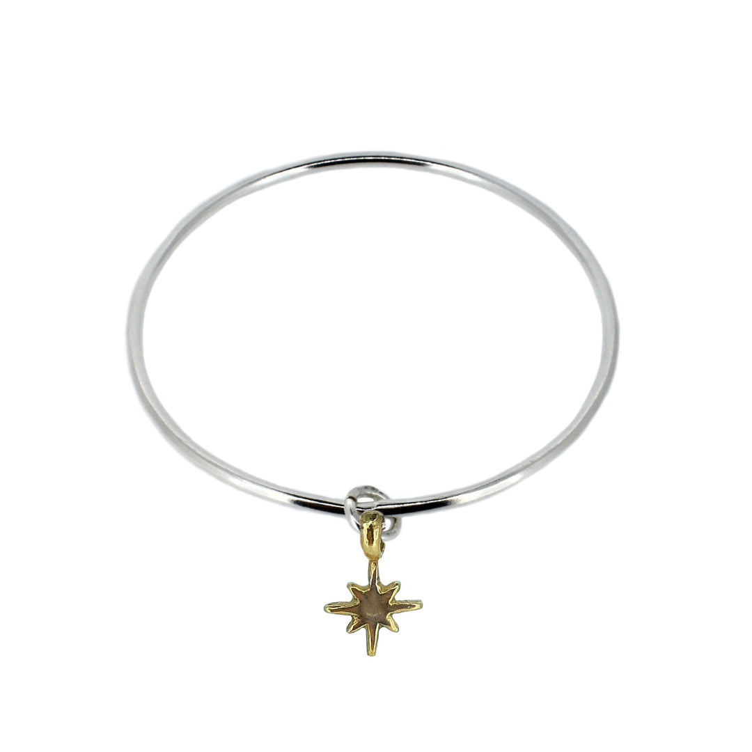 Gold North Star on Silver Bangle