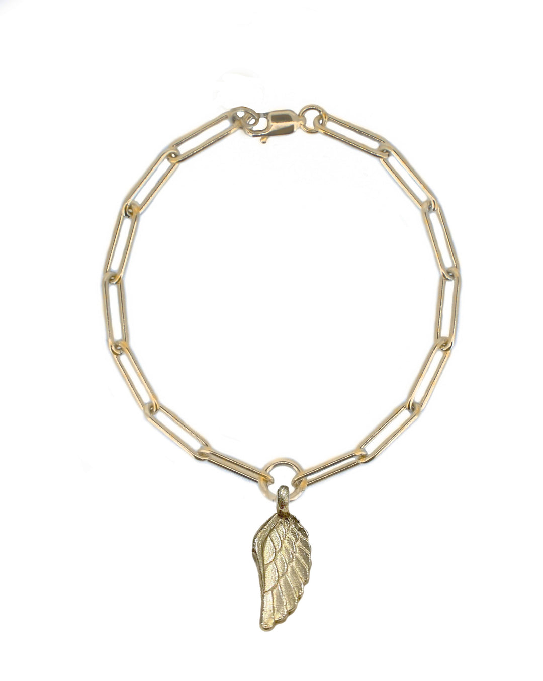 Gold Angel Wing on Gold Trace Chain Bracelet