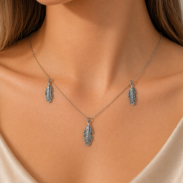 3 Feather Charm Necklace