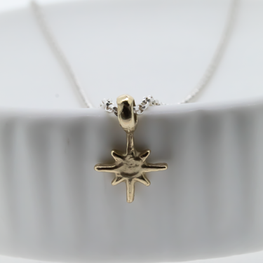 Gold North Star on Silver Necklace