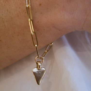 Gold Heart on Gold Trace Chain Bracelet