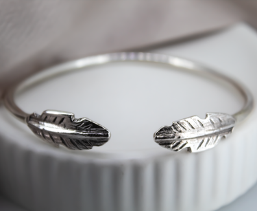 Feather Charm Cuff Bangle