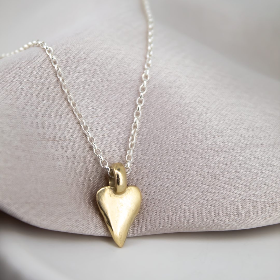 Gold Heart on Silver Chain