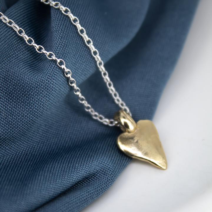 Gold Heart on Silver Chain