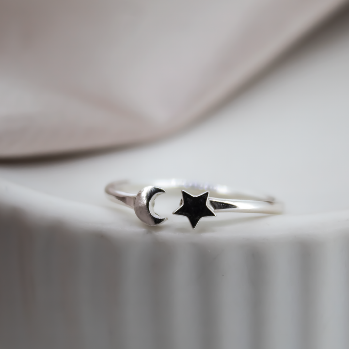 Moon and Star Ring
