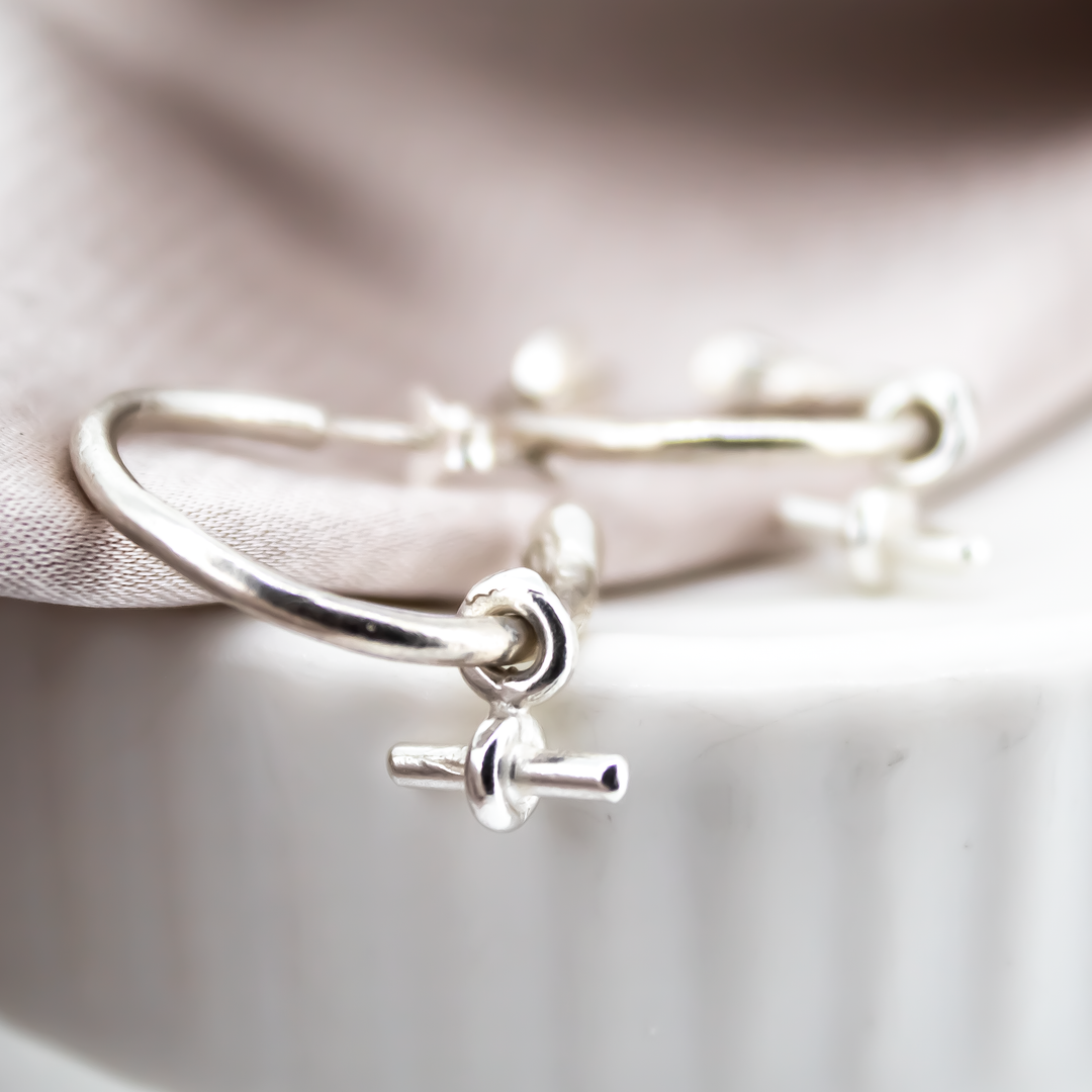 T Bar Charm Hoops