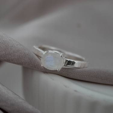 Baby Rainbow Moonstone Treasure Ring