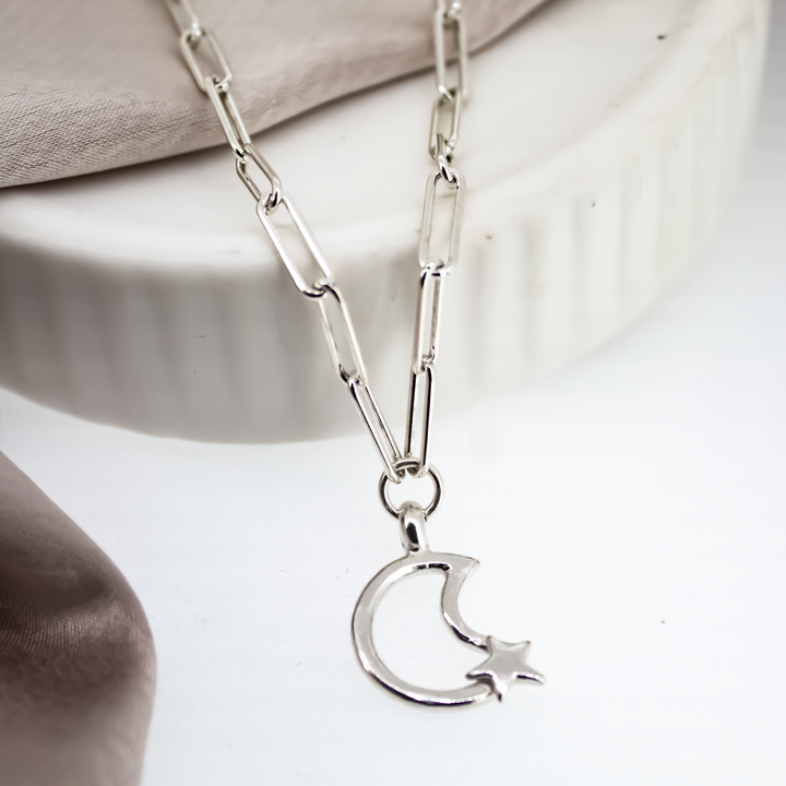 Moon and Back Trace Chain Necklace